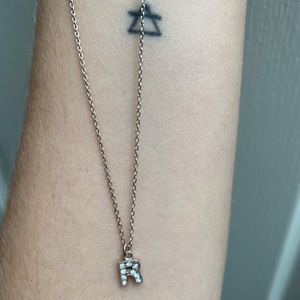“R” initial necklace on silver chain